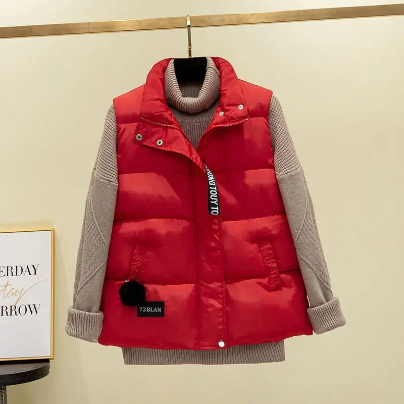 Новая осенне-зимняя красная утепленная хлопковая куртка-жилет 2025 года в корейском стиле для повседневной носки, однотонная, на молнии, с карманами
Новая осенне-зимняя красная утепленная хлопковая куртка-жилет 2025 года в корейском стиле для повседневной носки, однотонная, на молнии, с карманами