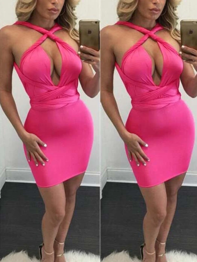 Sexy Deep V Neck Wrap Chest Backless Slim Bodycon Dress Women Sleeveless Cross Bandage Skinny Evening Dress Club Party
Sexy Deep V Neck Wrap Chest Backless Slim Bodycon Dress Women Sleeveless Cross Bandage Skinny Evening Dress Club Party