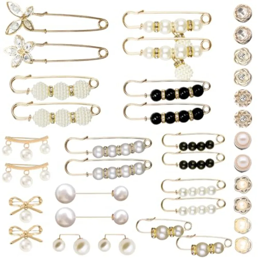 36 Pieces Crystal Pearl Brooch Safety Pins Pant Waist Tightener Pins Button Pins for Clothes Sweater Shawl Collar Dress Cardiga
36 Pieces Crystal Pearl Brooch Safety Pins Pant Waist Tightener Pins Button Pins for Clothes Sweater Shawl Collar Dress Cardiga