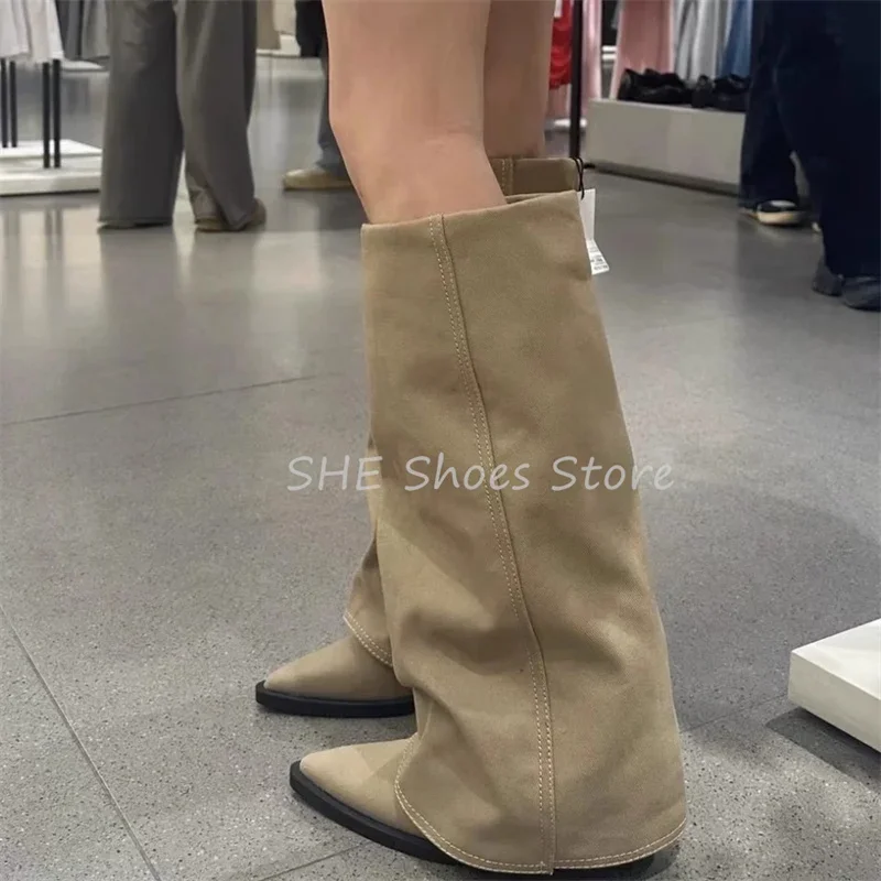 Модные женские брюки на массивном каблуке с острым носком, винтажные ковбойские сапоги до колена в стиле вестерн, женские подиумные модельные рыцарские сапоги 
Модные женские брюки на массивном каблуке с острым носком, винтажные ковбойские сапоги до колена в стиле вестерн, женские подиумные модельные рыцарские сапоги