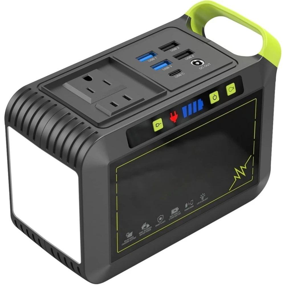 Portable Power Station 88Wh Camping Lithium Battery Solar Generator Fast Charging with AC Outlet 120W Peak Power Bank
Portable Power Station 88Wh Camping Lithium Battery Solar Generator Fast Charging with AC Outlet 120W Peak Power Bank