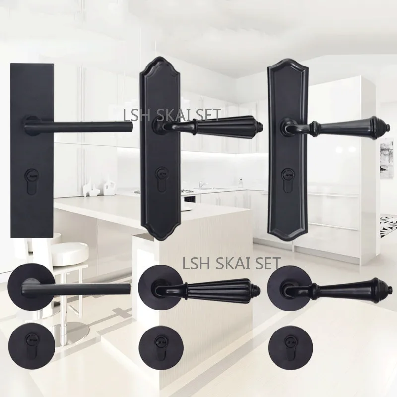 Black Zinc Alloy Bedroom Door Lock Silent Security Door Lock Modern Double-sided Handle Lock Furniture Hardware Door Accessories
Black Zinc Alloy Bedroom Door Lock Silent Security Door Lock Modern Double-sided Handle Lock Furniture Hardware Door Accessories