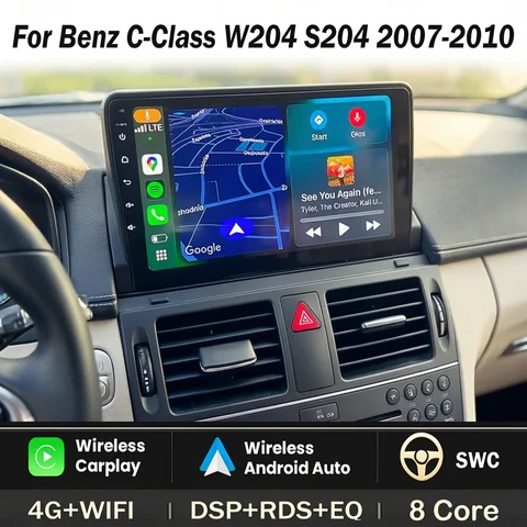 Radio de coche para mercedes-benz Clase C W204 S204 2007-2010 Android Auto Player Wireles Carplay 8core Autoradio Multimedia estéreo