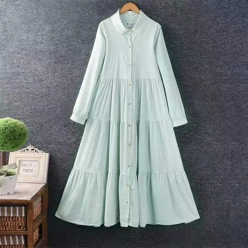 Spring New Vintage Printed Single Breasted Shirt Dress Women Japanese Mori Girl Turn Down Collar Long Sleeve Casual Loose Dress
Spring New Vintage Printed Single Breasted Shirt Dress Women Japanese Mori Girl Turn Down Collar Long Sleeve Casual Loose Dress