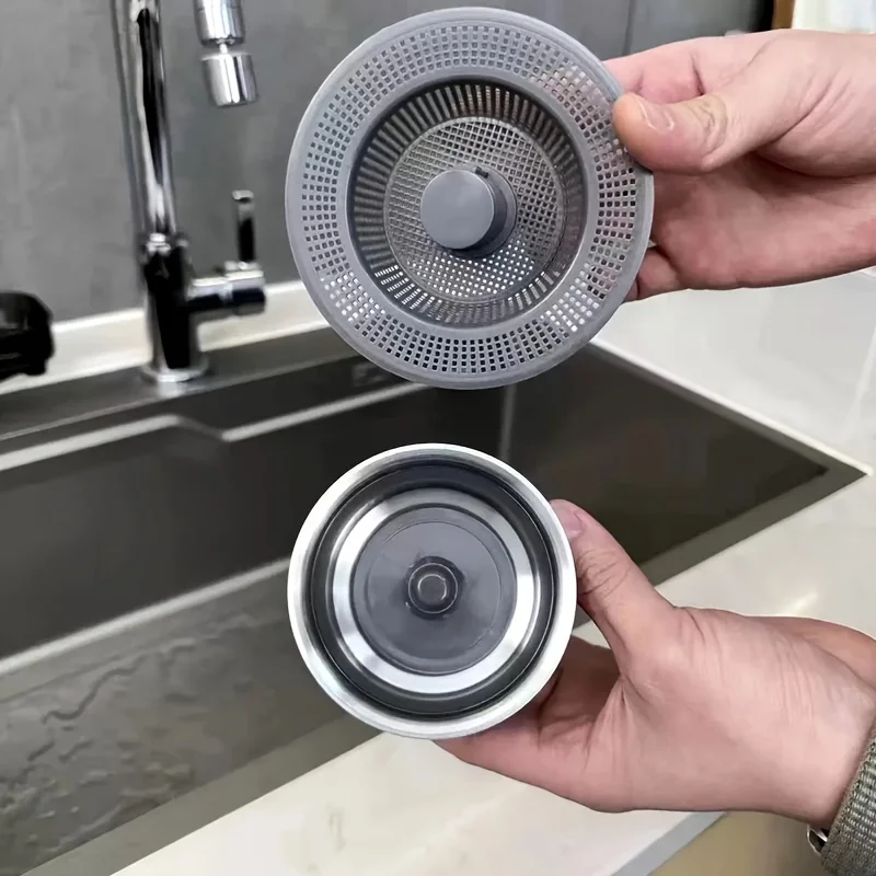 Large Filter 3 in 1 Kitchen Sink Drain Strainer and Stopper Combo Chrome Anti-Clogging Basket Strainer with Foldable Handle
Large Filter 3 in 1 Kitchen Sink Drain Strainer and Stopper Combo Chrome Anti-Clogging Basket Strainer with Foldable Handle