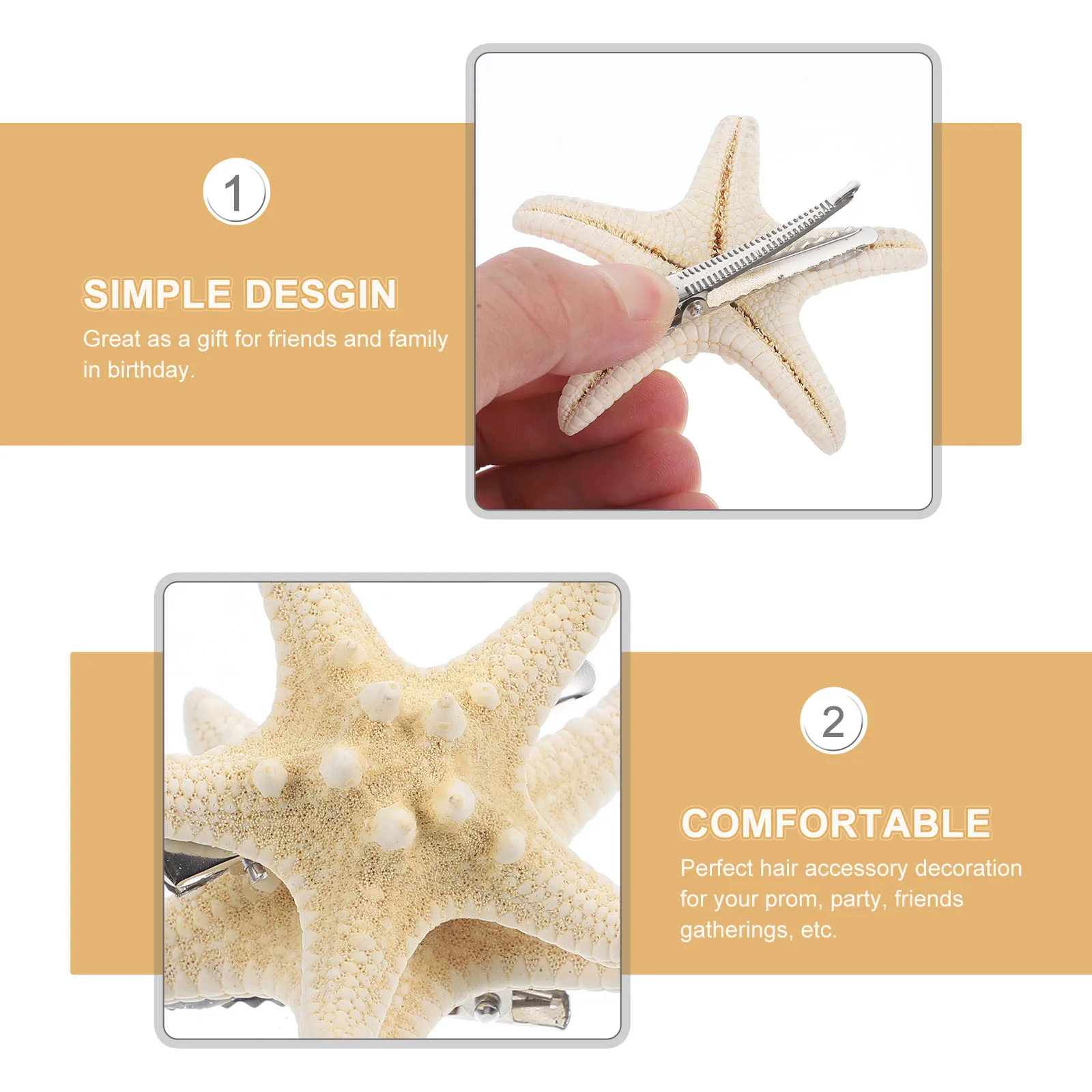2 Pcs Sea Star Hair Clips Natural Dried Mediterranean Style Elegant Hairpins for Beach Bridal Prom Decorative Accessories
2 Pcs Sea Star Hair Clips Natural Dried Mediterranean Style Elegant Hairpins for Beach Bridal Prom Decorative Accessories