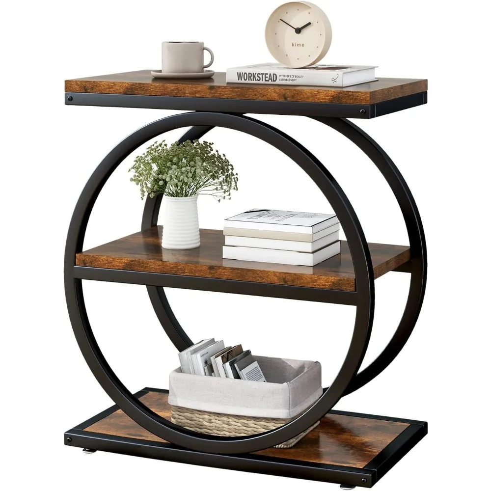Narrow End Table with 3 Storage Shelves, Industrial Sofa Side Table, Double Round Metal Frames, Slim Nightstand and Bedside Tab
Narrow End Table with 3 Storage Shelves, Industrial Sofa Side Table, Double Round Metal Frames, Slim Nightstand and Bedside Tab