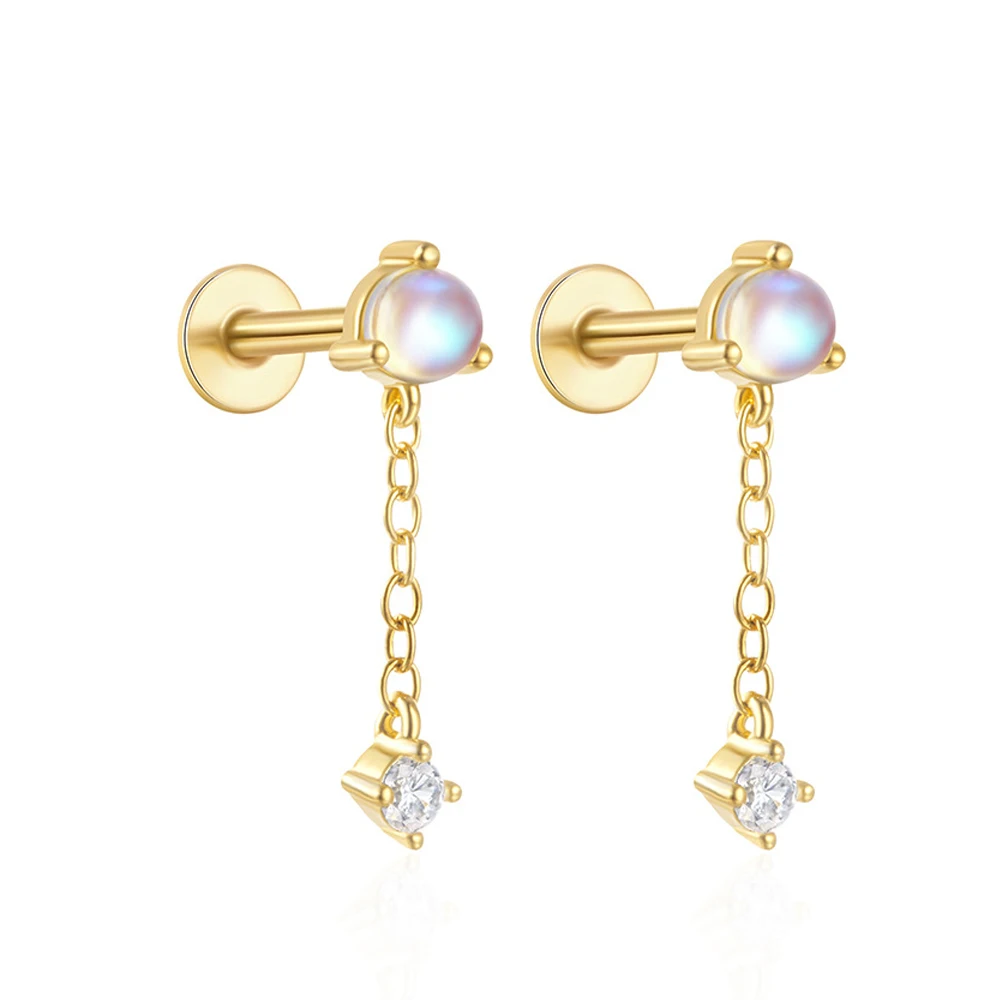 TKJ 925 Sterling Silver Moonstone Stud Earring Women's Cartilage Piercing Earrings Round Zircon Pendant Ear Lobe Helix Jewelry
TKJ 925 Sterling Silver Moonstone Stud Earring Women's Cartilage Piercing Earrings Round Zircon Pendant Ear Lobe Helix Jewelry