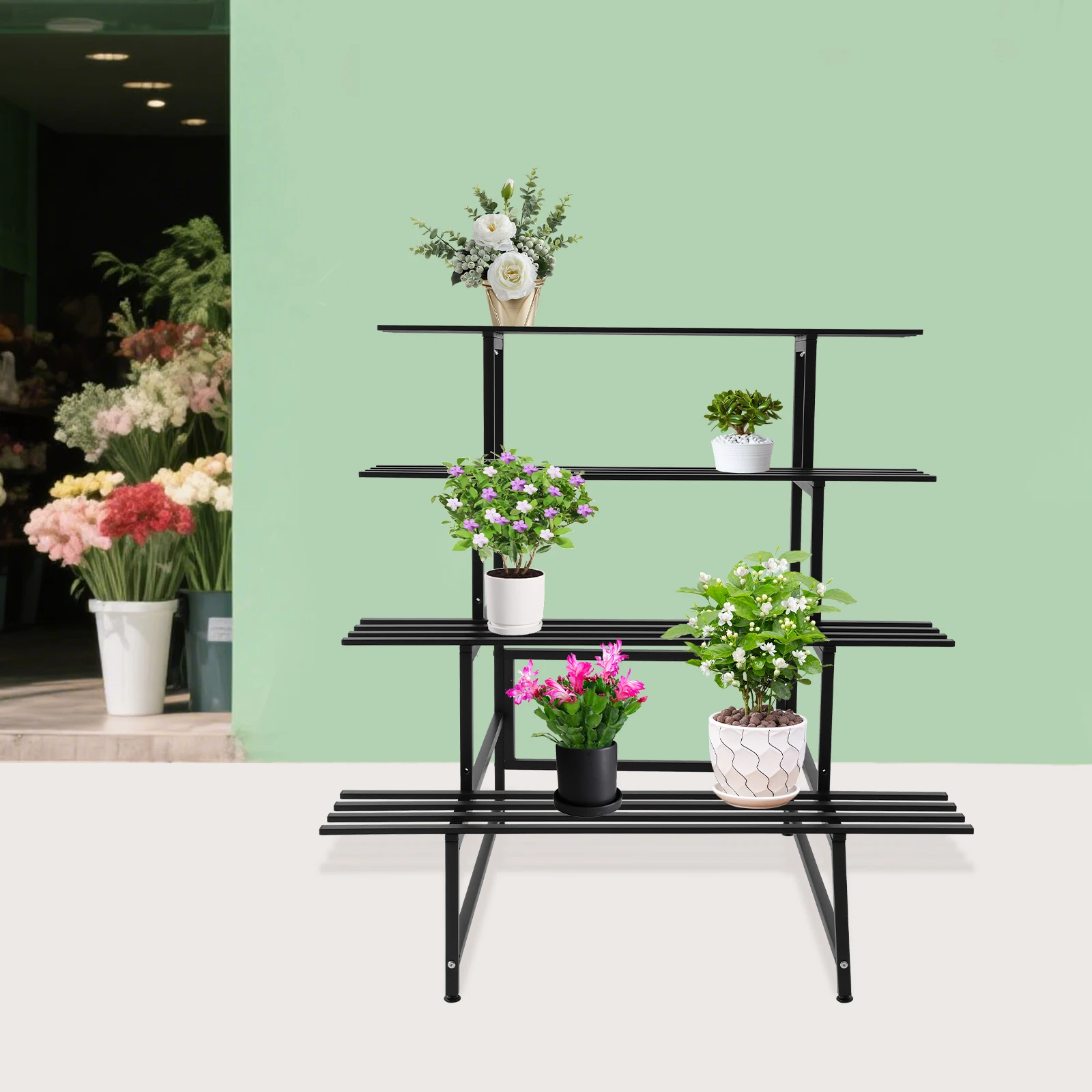 4 Tiers Metal Plant Stand Planter Display Shelf Garden Display Shelf 100x82x100cm For Use In Indoor And Outdoor
4 Tiers Metal Plant Stand Planter Display Shelf Garden Display Shelf 100x82x100cm For Use In Indoor And Outdoor