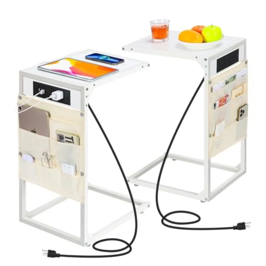 C Shaped End Table Set of 2, TV Tray with Charging Station, USB Ports and Outlets, Slide Under Couch, Storage Bag, for Small Sp
C Shaped End Table Set of 2, TV Tray with Charging Station, USB Ports and Outlets, Slide Under Couch, Storage Bag, for Small Sp