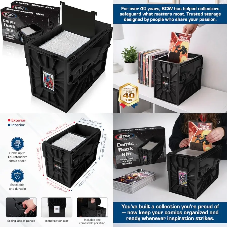 Short Comic Book Bin Holds 150 Comics Stackable Plastic Storage Acid-Free Organizer Black, 2 Pack Comic Book Bin
Short Comic Book Bin Holds 150 Comics Stackable Plastic Storage Acid-Free Organizer Black, 2 Pack Comic Book Bin