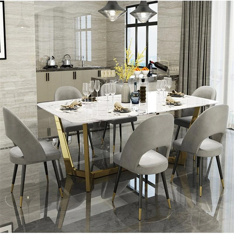 Mavisun Nordic Stainless Steel Dinette Combination Simple Designer Creative Luxury Rectangular Marble Dining Table With 6 Chairs
Mavisun Nordic Stainless Steel Dinette Combination Simple Designer Creative Luxury Rectangular Marble Dining Table With 6 Chairs