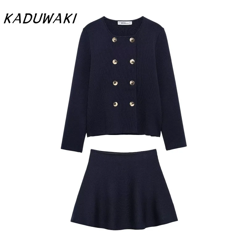 KADUWAKI Elegant 2-piece Sets for Women Flat Stitch Double Breasted Slim Fit Commuter Long Sleeve Round Neck Coat Mini Skirt Y2k
KADUWAKI Elegant 2-piece Sets for Women Flat Stitch Double Breasted Slim Fit Commuter Long Sleeve Round Neck Coat Mini Skirt Y2k