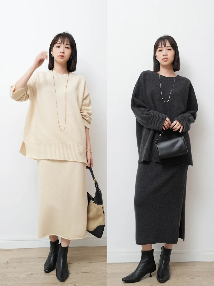 Женский комплект Viyoung Sl: Свободный свитер из чистой шерсти и прямая юбка с высокой талией на пуговицах, простой повседневный стиль
Женский комплект Viyoung Sl: Свободный свитер из чистой шерсти и прямая юбка с высокой талией на пуговицах, простой повседневный стиль