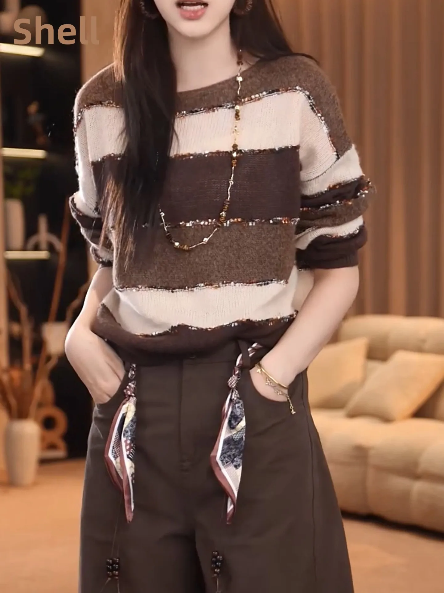 Trendy Striped Knitwear Loose Overhead Color Blo Premium Quali Commute Faionable Top Korean Sle Long Sve Camere
Trendy Striped Knitwear Loose Overhead Color Blo Premium Quali Commute Faionable Top Korean Sle Long Sve Camere