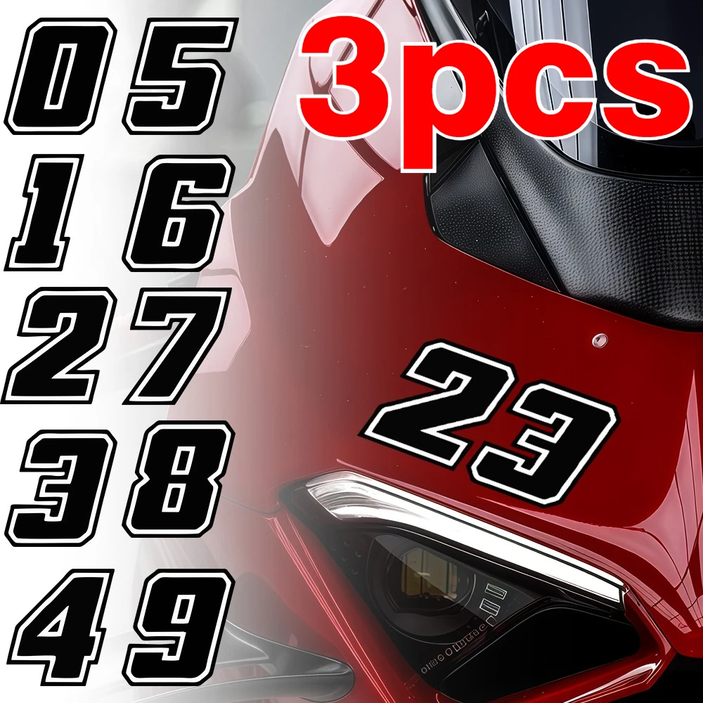 3pcs Black Motocycle Number Stickers Waterproof for Front Fuel Tank Fairing Fender Car Body Scooter Universal Vinyl Decals
3pcs Black Motocycle Number Stickers Waterproof for Front Fuel Tank Fairing Fender Car Body Scooter Universal Vinyl Decals