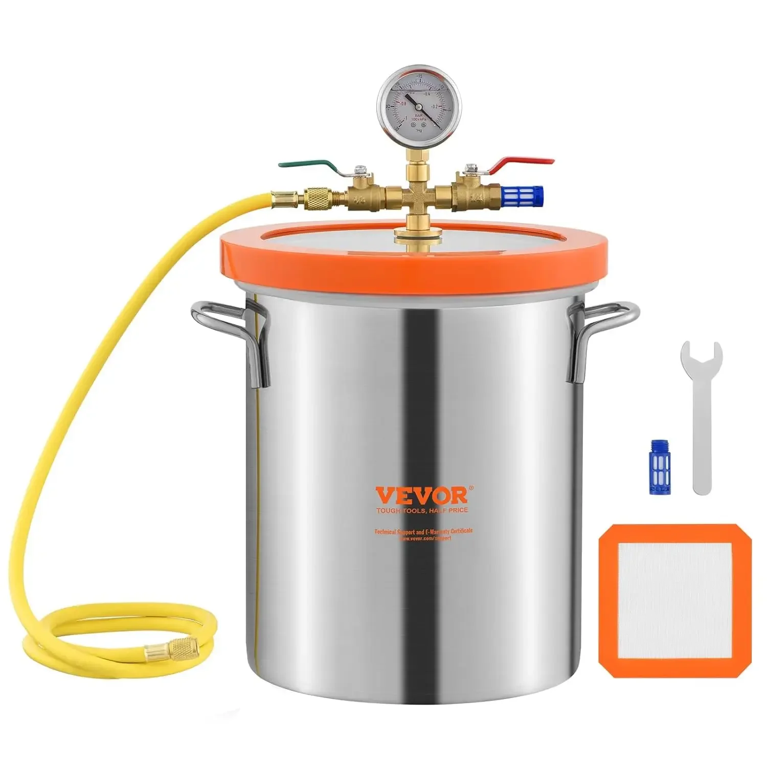 3 Gallon Vacuum Chamber, Upgraded Tempered Glass Lid Vacuum Degassing Chamber, 304 Stainless Steel Chamber, for Stabilizing
3 Gallon Vacuum Chamber, Upgraded Tempered Glass Lid Vacuum Degassing Chamber, 304 Stainless Steel Chamber, for Stabilizing