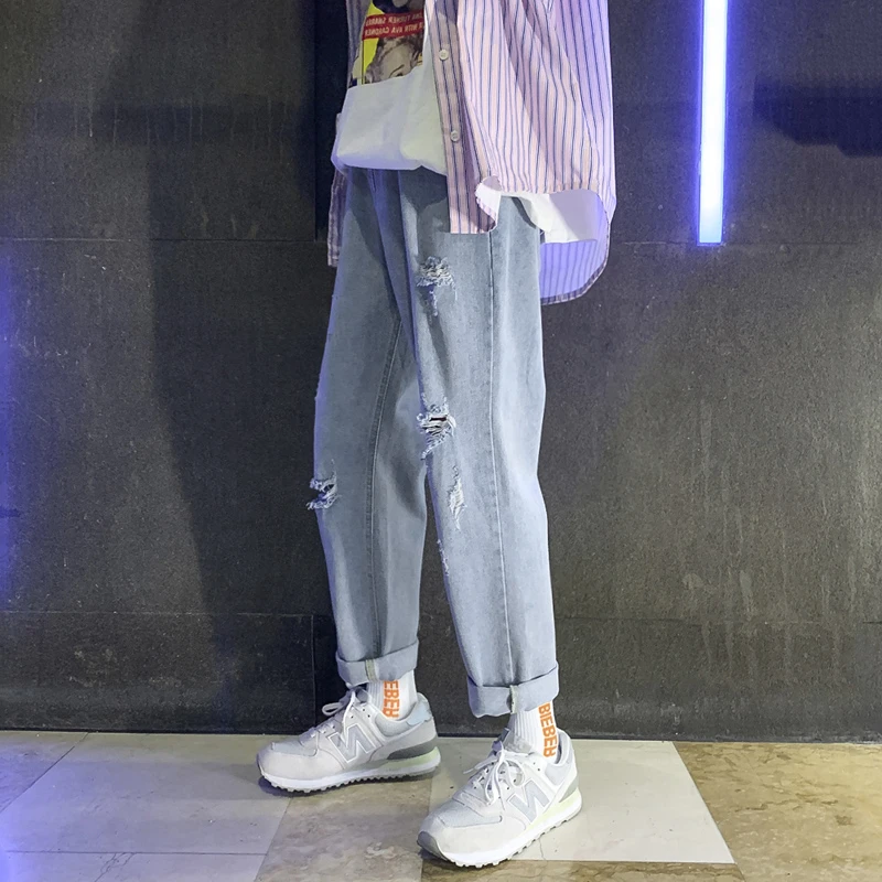Men's Summer Straight Leg Ripped Jeans Thin Loose Sport Casual Long Pants mid Low Waist Zipper Closure Teenagers Fashion
Men's Summer Straight Leg Ripped Jeans Thin Loose Sport Casual Long Pants mid Low Waist Zipper Closure Teenagers Fashion