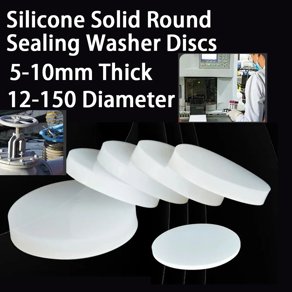 White Solid Round Silicone Sheet Seal Gaskets Pad Dia 12-150mm Thick 5/6/8mm Shock absorption and anti slip blind pad (Dia.xT)
White Solid Round Silicone Sheet Seal Gaskets Pad Dia 12-150mm Thick 5/6/8mm Shock absorption and anti slip blind pad (Dia.xT)