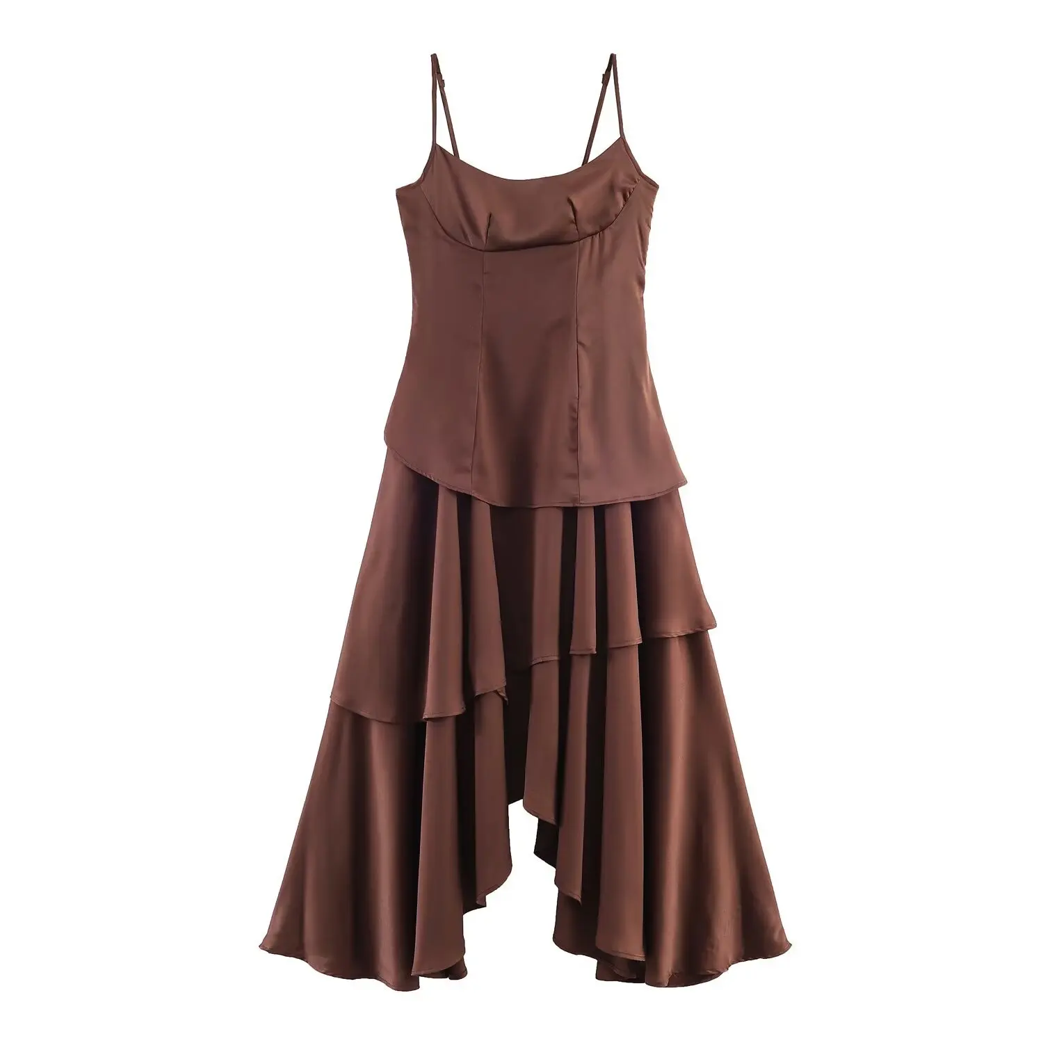 Withered European And American Style New Product, Tongle Style Camisole Dress, Unique Layered Irregular Long Dress
Withered European And American Style New Product, Tongle Style Camisole Dress, Unique Layered Irregular Long Dress