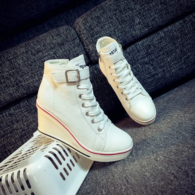 Women Shoes Buckle Fashion Wedge Heels Lace Up High Top Height Increase Ankle Boots Plus Size Summer Women Canvas Shoes 2026 New
Women Shoes Buckle Fashion Wedge Heels Lace Up High Top Height Increase Ankle Boots Plus Size Summer Women Canvas Shoes 2026 New