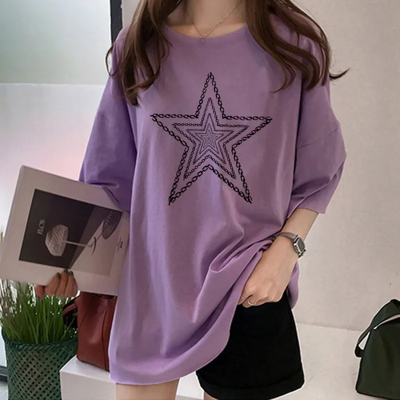 Summer New Minimalist Printed Short Sleeved Casual Medium Length T-shirt for Women
Summer New Minimalist Printed Short Sleeved Casual Medium Length T-shirt for Women