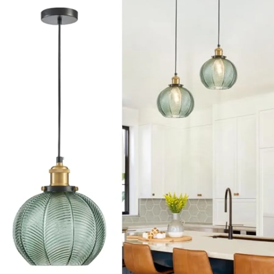 7.8in Vintage Pendant Light 1- Light Kitchen Sink Pendant Lights with Green Hand Blown Glass Small Hanging Lamp for Kitchen Isl
7.8in Vintage Pendant Light 1- Light Kitchen Sink Pendant Lights with Green Hand Blown Glass Small Hanging Lamp for Kitchen Isl
