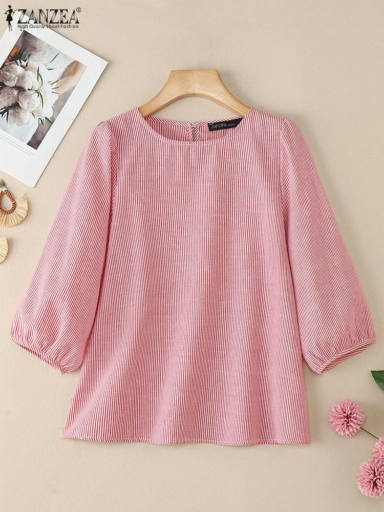 Women Elegant 3/4 Lantern Sleeve Striped Blouse 2025 ZANZEA Summer Autumn Shirt Casual Tops O Neck OL Work Blusas Tunic Mujer
Women Elegant 3/4 Lantern Sleeve Striped Blouse 2025 ZANZEA Summer Autumn Shirt Casual Tops O Neck OL Work Blusas Tunic Mujer