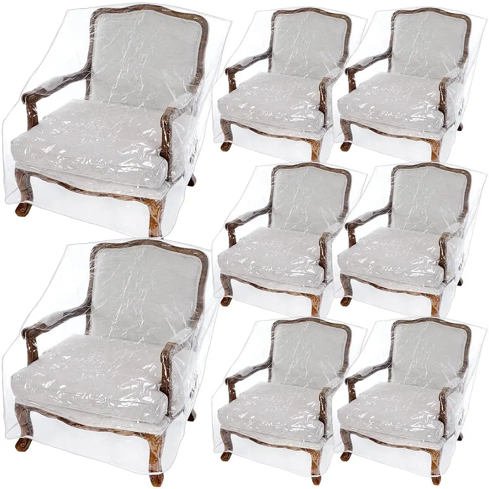 8 Packs Plastic Patio Chair Cover Outdoor Furniture Waterproof Dust Proof Dining Sturdy Couch Armchair Cover Pvc Heavy Duty
8 Packs Plastic Patio Chair Cover Outdoor Furniture Waterproof Dust Proof Dining Sturdy Couch Armchair Cover Pvc Heavy Duty