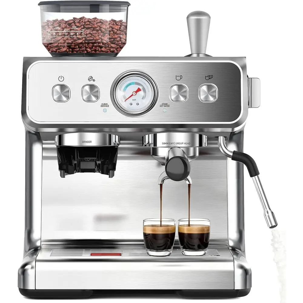 20 Bar hine with Grinder & Milk rother Steam Wand, 58mm Expro Coee hines, Commercial Stainlee Maker or puccino and Latte, Perect
20 Bar hine with Grinder & Milk rother Steam Wand, 58mm Expro Coee hines, Commercial Stainlee Maker or puccino and Latte, Perect