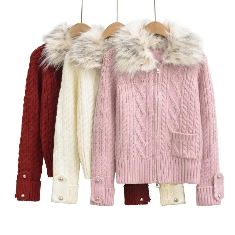 Warm Short Knitted Hat Coat with Zipper And Fleece Inner Soft Sweet Style Casual Fashion Women's Cardigan Nylong Acrylic Fiber
Warm Short Knitted Hat Coat with Zipper And Fleece Inner Soft Sweet Style Casual Fashion Women's Cardigan Nylong Acrylic Fiber