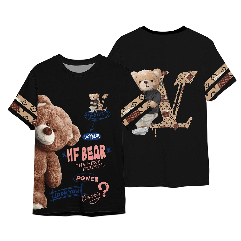 Summer Fashion Letter Bear Digital Print Youth Men's Women's Short Sleeved O-neck T-shirt Casual Sports Beach Oversized Top
Summer Fashion Letter Bear Digital Print Youth Men's Women's Short Sleeved O-neck T-shirt Casual Sports Beach Oversized Top