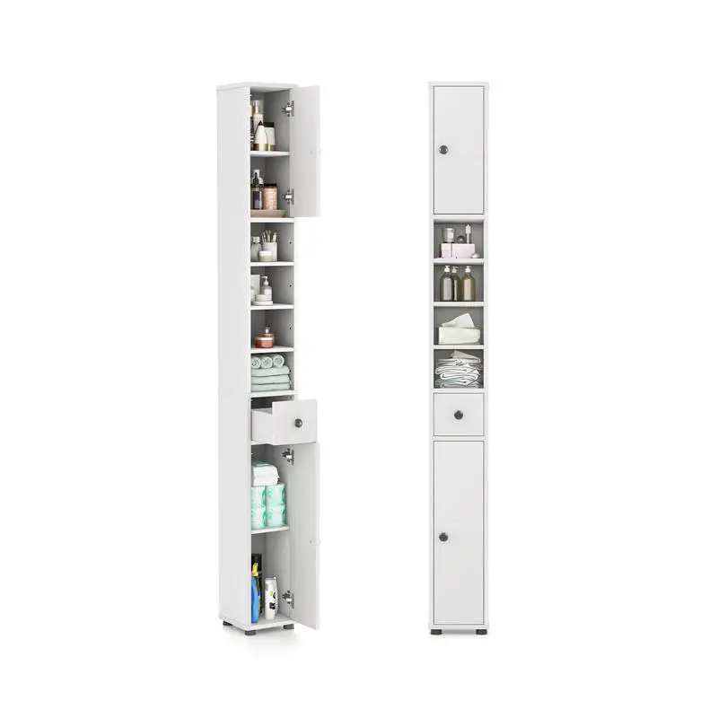 Freestanding Slim Bathroom Cabinet with Drawer and Adjustable Shelves-White
Freestanding Slim Bathroom Cabinet with Drawer and Adjustable Shelves-White