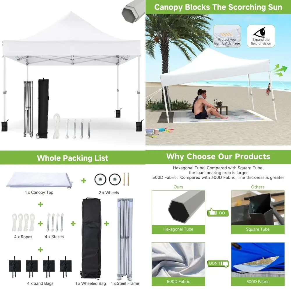 10x10ft Patio Easy Setup Pop Up Canopy Commercial Heavy Duty, Canopy Tent for Outdoor Events Instant Portable Shelter, 1 Roller
10x10ft Patio Easy Setup Pop Up Canopy Commercial Heavy Duty, Canopy Tent for Outdoor Events Instant Portable Shelter, 1 Roller