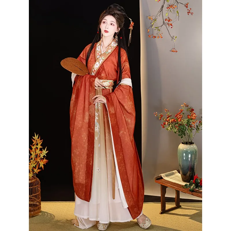 Hanfu female Wei Jin style crossed collar, wide sleeves, waist-length print, broken skirt, fairy spirit
Hanfu female Wei Jin style crossed collar, wide sleeves, waist-length print, broken skirt, fairy spirit