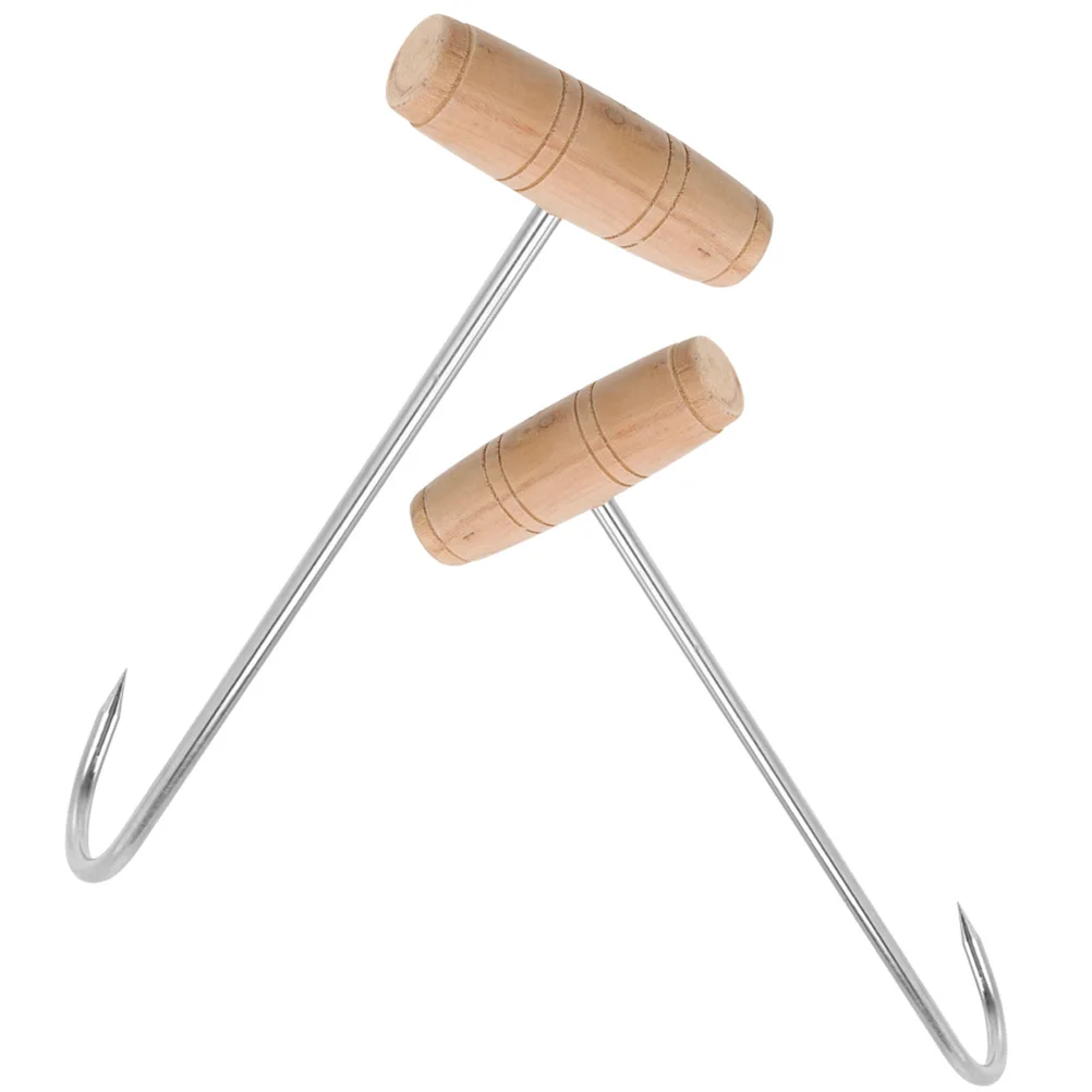 2pcs Wooden Handle Stainless Steel T-Hook for Kitchen Butchering Meat Hooks Easy Cleaning Hanging Organizing Tools
2pcs Wooden Handle Stainless Steel T-Hook for Kitchen Butchering Meat Hooks Easy Cleaning Hanging Organizing Tools