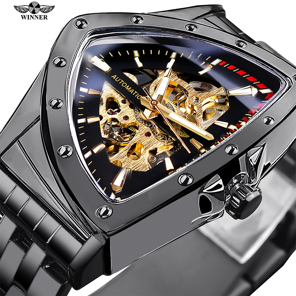 WINNER Men Skeleton Watches Irregular Triangle Automatic Mechanical Watch Stainless Steel Fashion Luminous Pointer Wristwatches
WINNER Men Skeleton Watches Irregular Triangle Automatic Mechanical Watch Stainless Steel Fashion Luminous Pointer Wristwatches