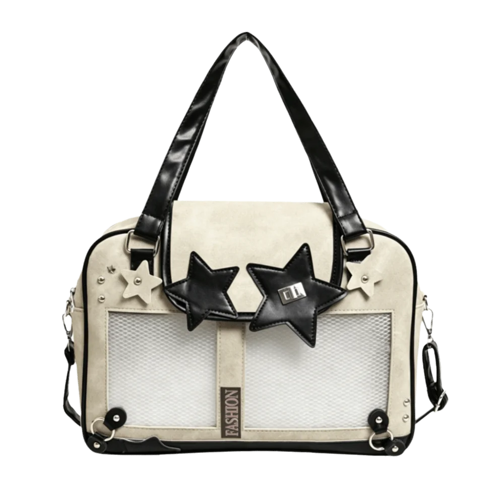 Y2K Star Rivet Ita Bag Large Capacity Transparent Leather Lolita Shoulder Bag PU Contrasting Color Design
Y2K Star Rivet Ita Bag Large Capacity Transparent Leather Lolita Shoulder Bag PU Contrasting Color Design