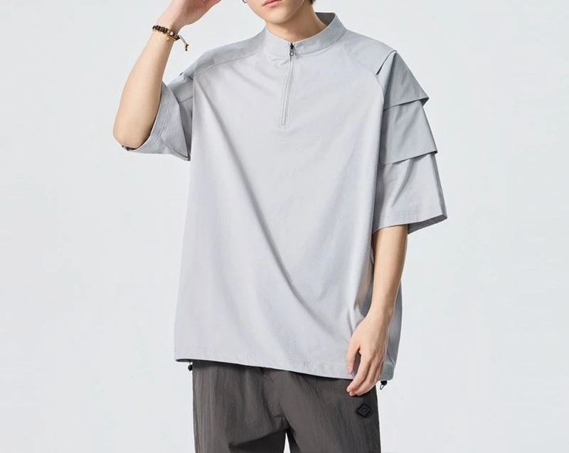 Ice Semi-zipper Short-sleeved T-shirt Men's Summer Splicing Stand-up Collar Light Half-sleeved Polo Collar
Ice Semi-zipper Short-sleeved T-shirt Men's Summer Splicing Stand-up Collar Light Half-sleeved Polo Collar