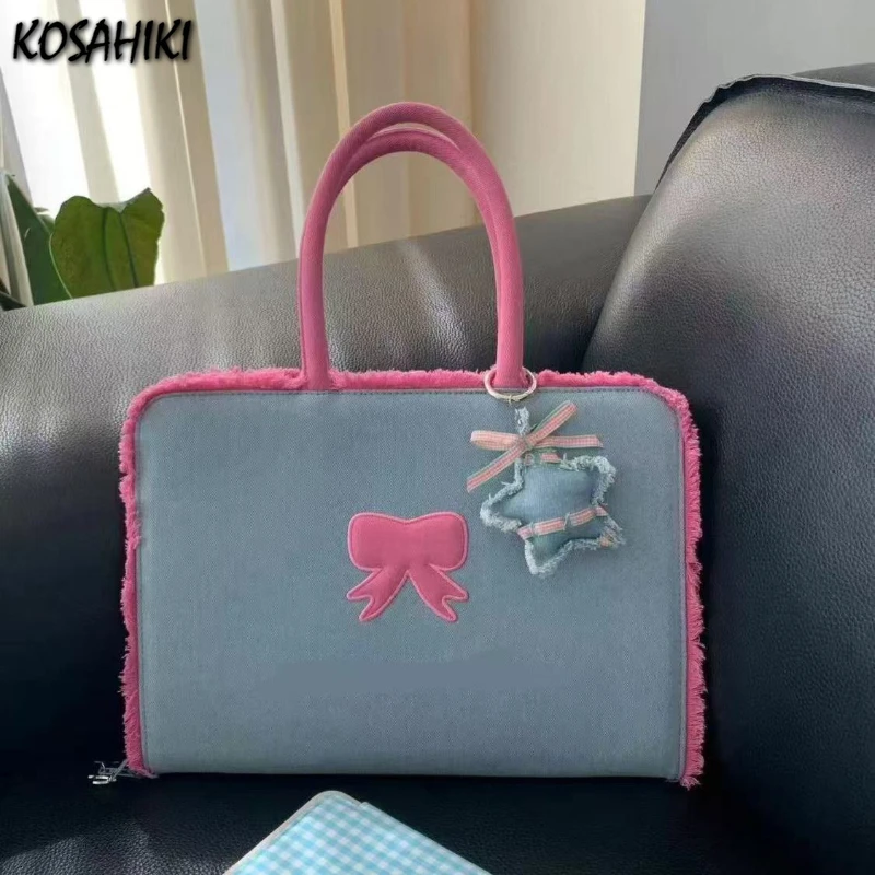 Luxury Design Patchwork Y2k Aesthetic Bow Top-Handle Bags Streetwear Women Laptop Bag 2025 Trendy Casual Vintage Handbags Femme
Luxury Design Patchwork Y2k Aesthetic Bow Top-Handle Bags Streetwear Women Laptop Bag 2025 Trendy Casual Vintage Handbags Femme