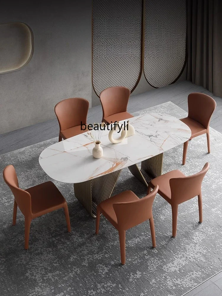 Modern simple dining table household imported rock slab dining table light luxury marble dining table and chair combination R
Modern simple dining table household imported rock slab dining table light luxury marble dining table and chair combination R