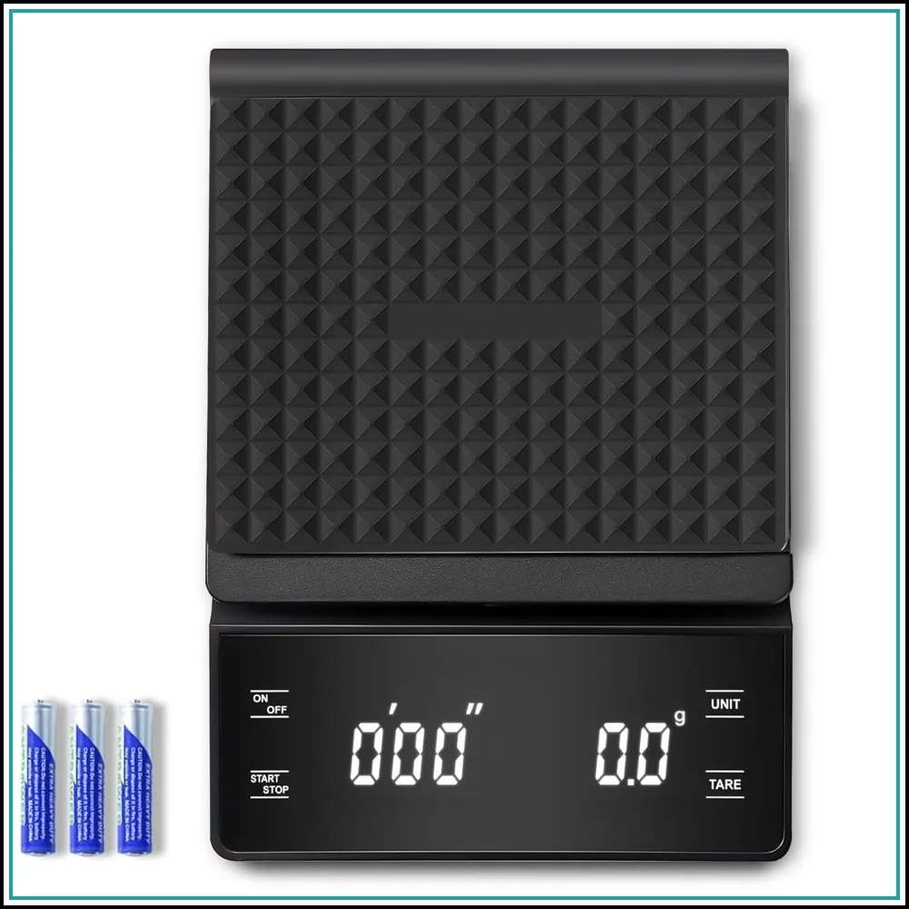 High Precision Coffee Scale with Timer, 3kg/0.1g Digital Espresso Scale for Pour-Over Coffee (Batteries Included)
High Precision Coffee Scale with Timer, 3kg/0.1g Digital Espresso Scale for Pour-Over Coffee (Batteries Included)