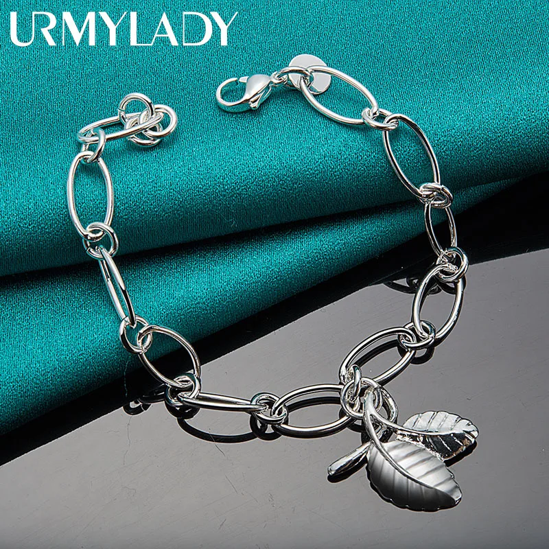 URMYLADY 925 Sterling Silver Double Leaf Pendant Bracelet For Women Wedding Party Fashion Jewelry
URMYLADY 925 Sterling Silver Double Leaf Pendant Bracelet For Women Wedding Party Fashion Jewelry