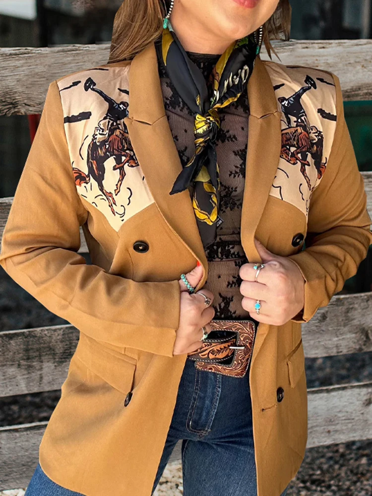 Блейзеры, женский костюм с воротником, винтажная верхняя одежда, куртки с длинными рукавами и принтом, весна-осень, новые повседневные модные пальто
Блейзеры, женский костюм с воротником, винтажная верхняя одежда, куртки с длинными рукавами и принтом, весна-осень, новые повседневные модные пальто