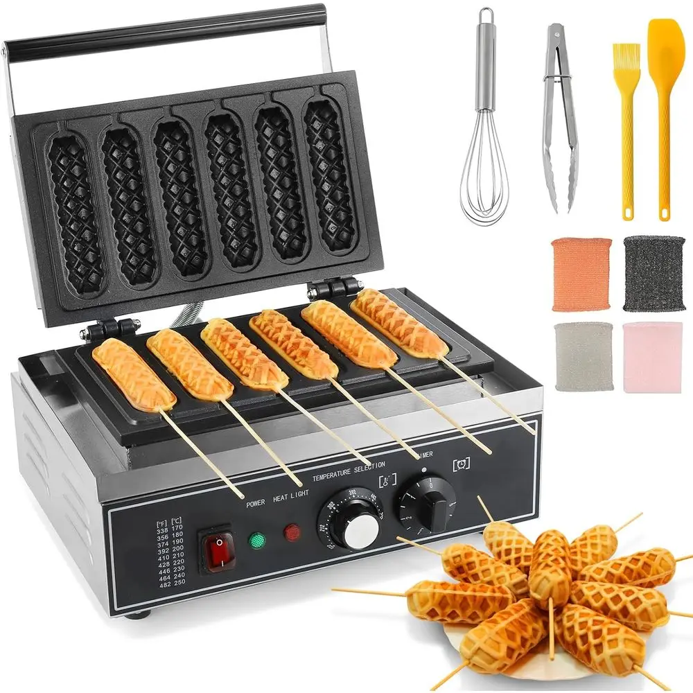 Corn Dog Maker - 1550W Commercial Wale Stick Maker 6Pcs Non-stick Stainlrndog Maker hine 572 ℉ Temperature and Timer or Restaura
Corn Dog Maker - 1550W Commercial Wale Stick Maker 6Pcs Non-stick Stainlrndog Maker hine 572 ℉ Temperature and Timer or Restaura