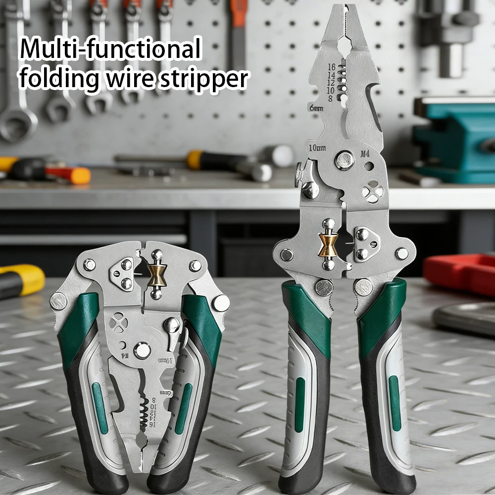 Foldable Wire Stripper, Pulley Design Multi-function Electrician Wire Splitter Wire Winding Pliers Crimping Pliers Hand Tool
Foldable Wire Stripper, Pulley Design Multi-function Electrician Wire Splitter Wire Winding Pliers Crimping Pliers Hand Tool