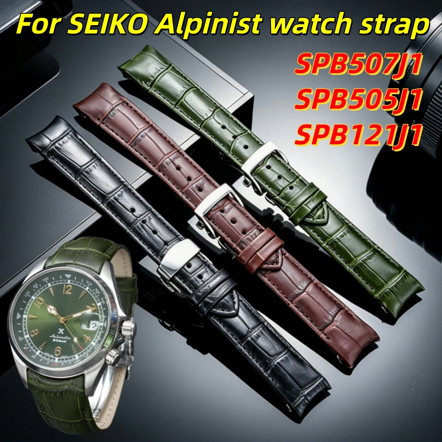 20mm Curved End Crocodile Grain Leather Watch Strap For Seiko Alpinist SPB121J1 SPB117 SBDC091, Cowhide Replacement Watch Band
20mm Curved End Crocodile Grain Leather Watch Strap For Seiko Alpinist SPB121J1 SPB117 SBDC091, Cowhide Replacement Watch Band
