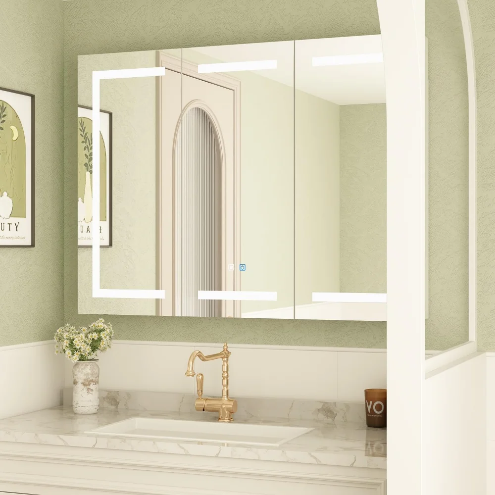 Medicine Cabinet with LED Lighted Mirror, Anti-Fog, Wall-Mounted Bathroom Cabinet with Storage Shelves
Medicine Cabinet with LED Lighted Mirror, Anti-Fog, Wall-Mounted Bathroom Cabinet with Storage Shelves