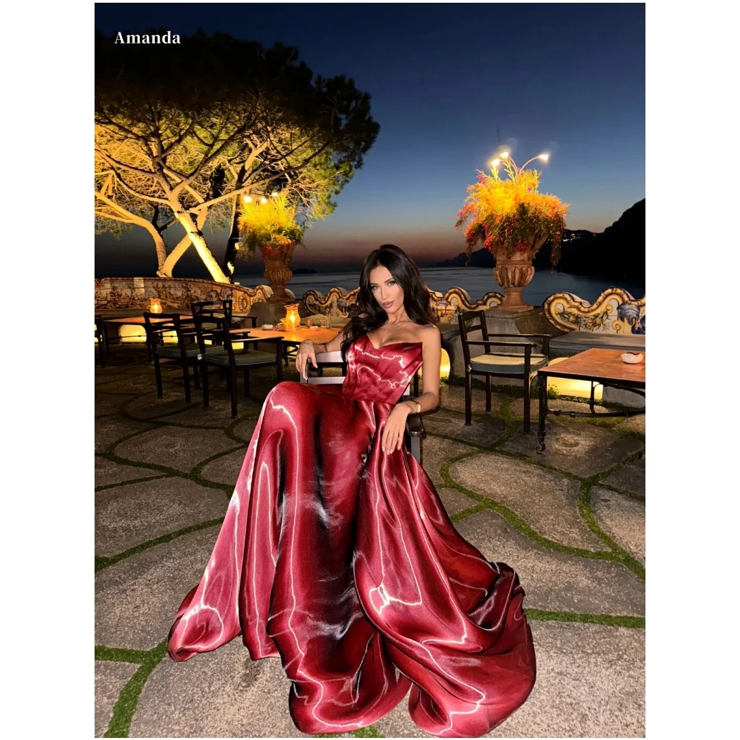 Amanda Customized Burgundy Satin Strapless Prom Dress Shiny A Line Floor Length vestidos de noche Luxury Formal Evening Gown
Amanda Customized Burgundy Satin Strapless Prom Dress Shiny A Line Floor Length vestidos de noche Luxury Formal Evening Gown