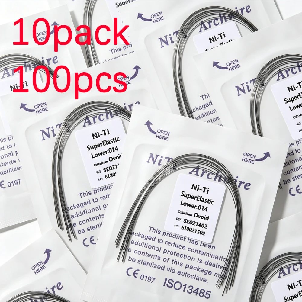 100 Pcs Super Elastic NiTi Orthodontic Arch Wires Assorted Round Rectangular Ovoid Shapes 10 Pack Dental Braces for Dentists
100 Pcs Super Elastic NiTi Orthodontic Arch Wires Assorted Round Rectangular Ovoid Shapes 10 Pack Dental Braces for Dentists